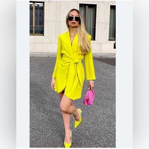 ZARA WOMAN  LIME GREEN PAREO MINI DRESS